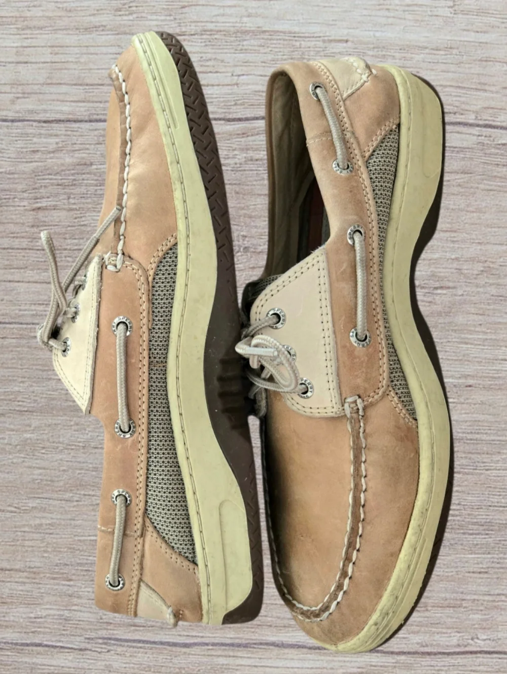 Sperry Billfish 3-eye Boat Shoes Tan Sz 11 Coastal Nautical Comfort Loafers